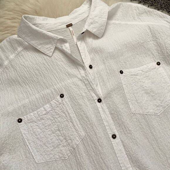 New✨ FREE PEOPLE Oversized Tunic Button Down Shirt (Sz L) - Picture 5 of 11